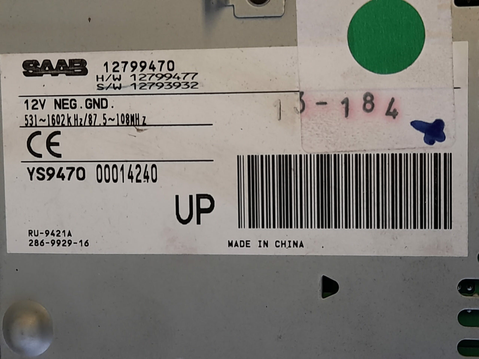 SAAB 93 9-3 Stereo Head Unit Control Module 12799470 (4240)