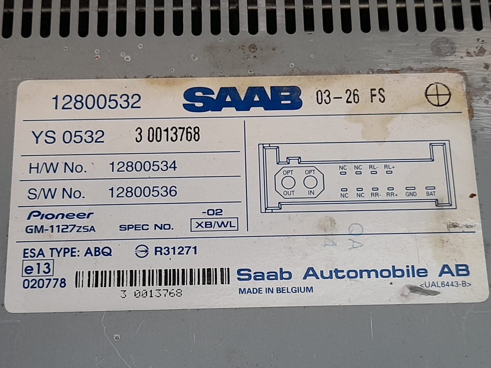Saab 93 9-3 2003 to 2005 4D CV Booster Stereo Amplifier 12800532