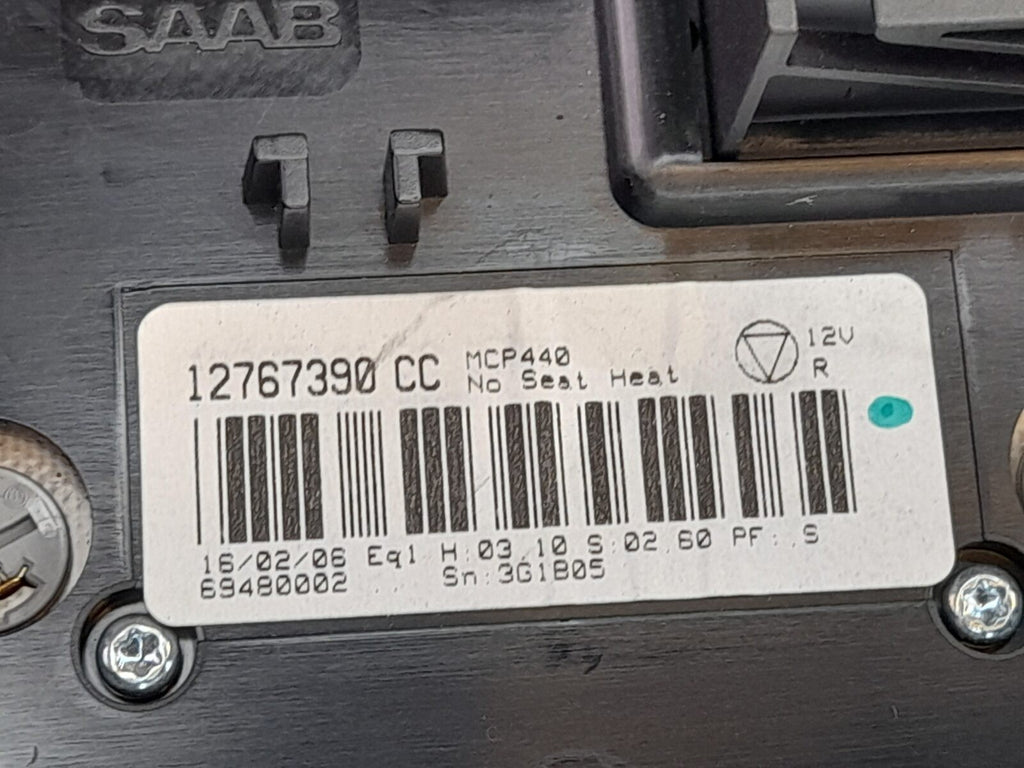 Saab 93 9-3 4D 5D CV 2003-2006 Heater Climate Control Panel 12767390