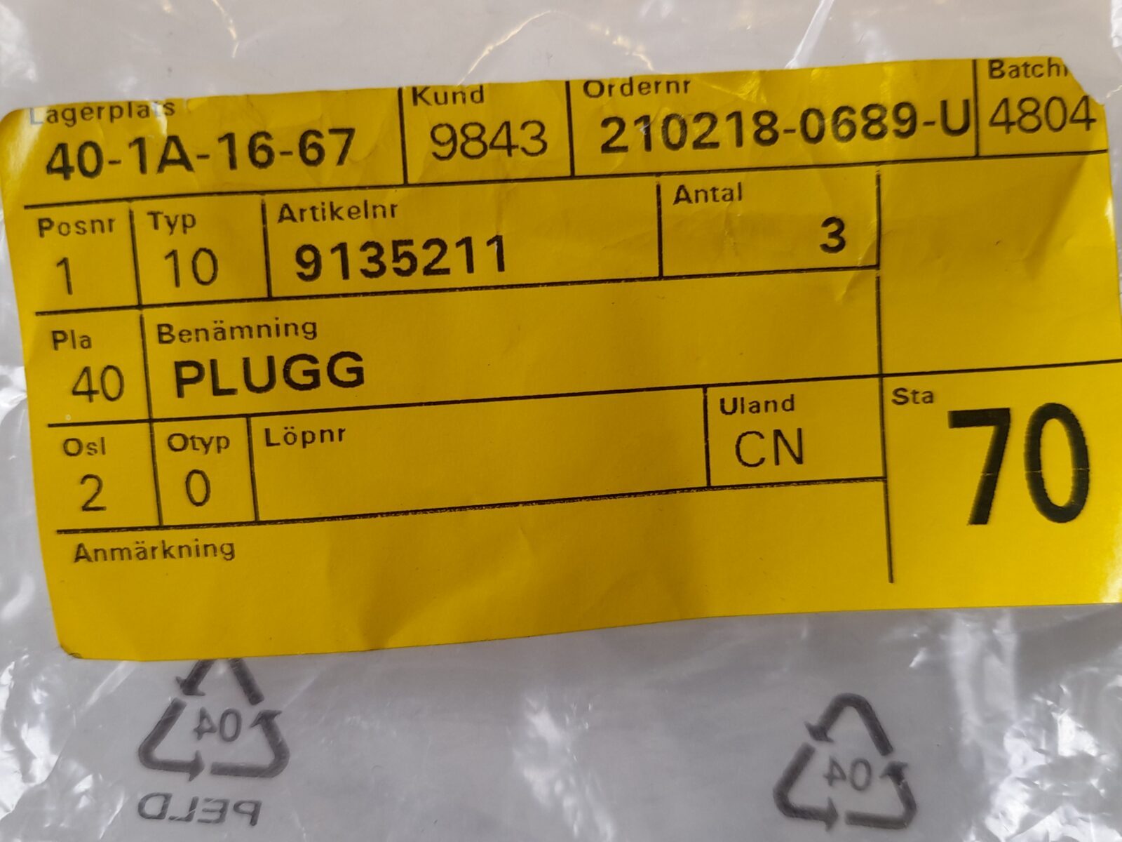 Genuine Saab 900 9000 9-3 9-5 Cam Cover Sealing Plug Bung 9135211