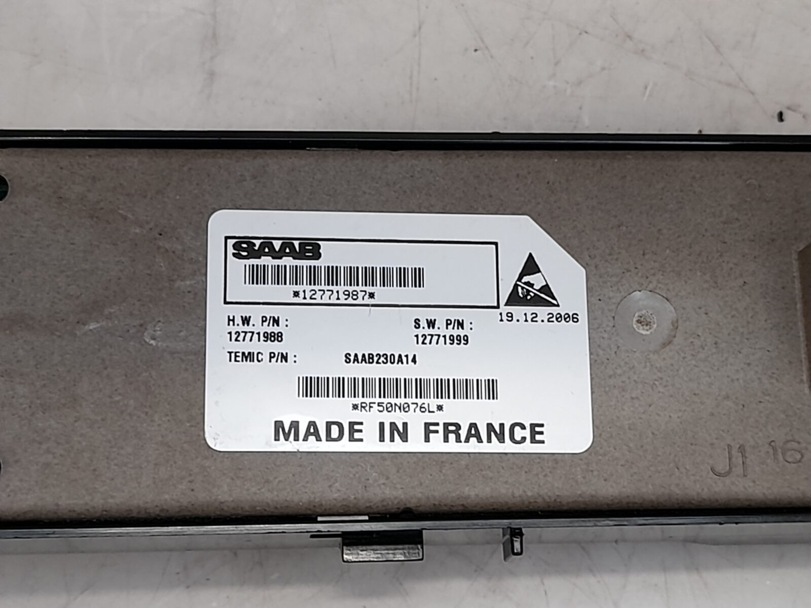 Saab 93 9-3 From 2006 CV LH Rear Switch Pack 12771987