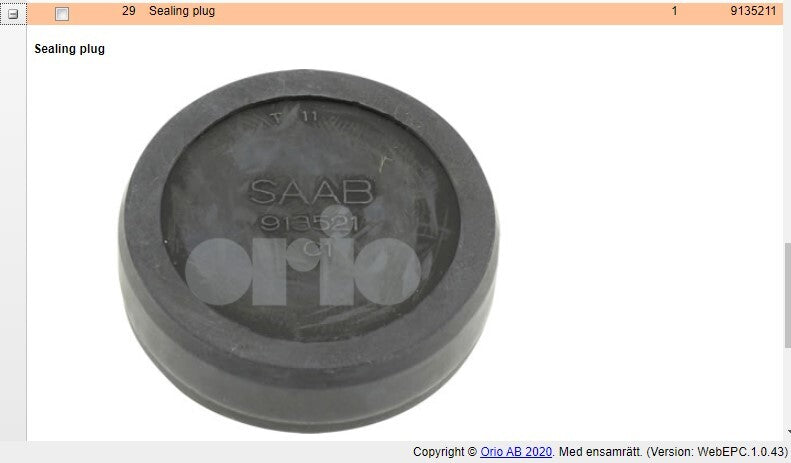 Genuine Saab 900 9000 9-3 9-5 Cam Cover Sealing Plug Bung 9135211