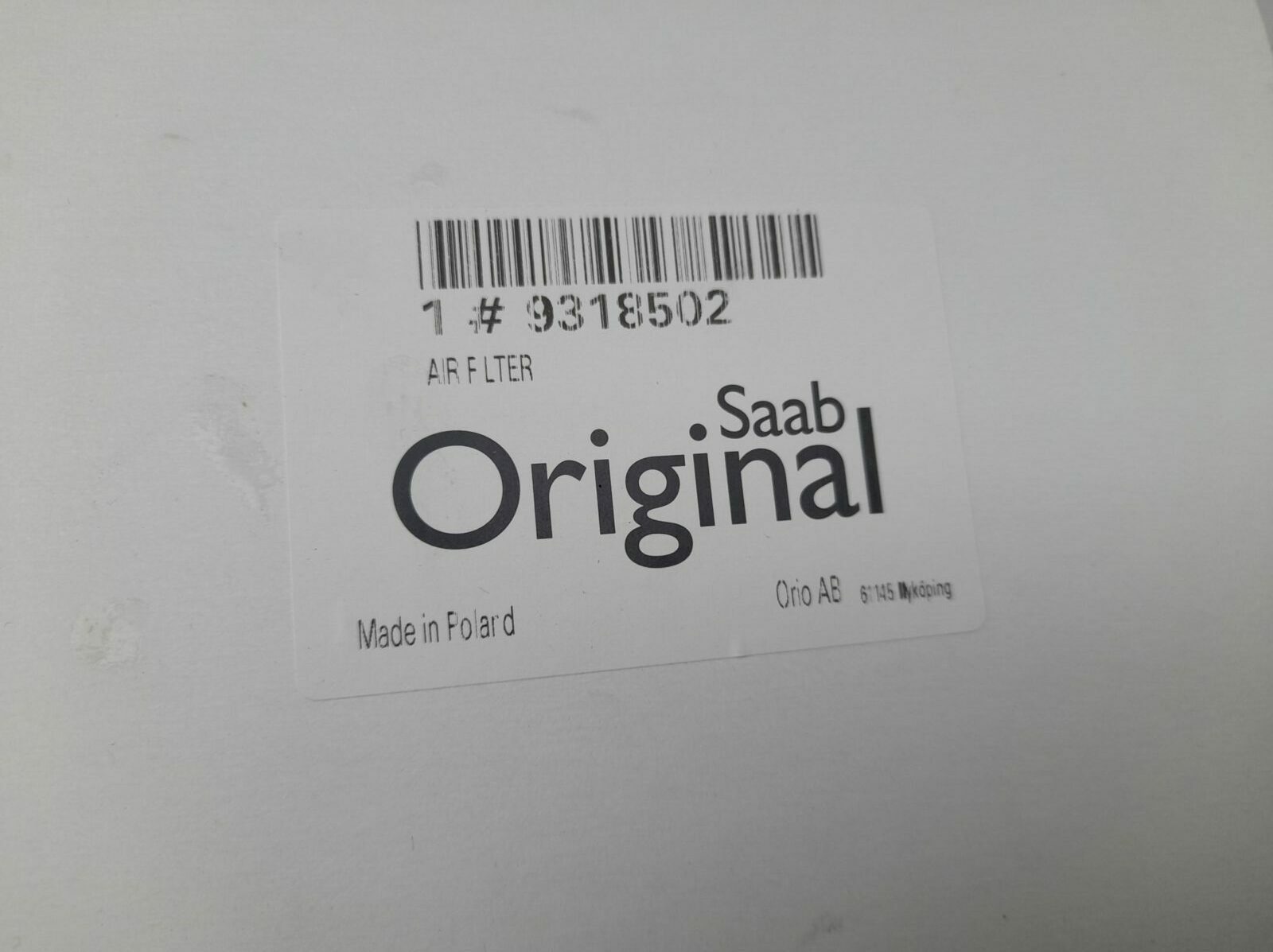 Genuine Saab 900 Air Filter Petrol 9318502