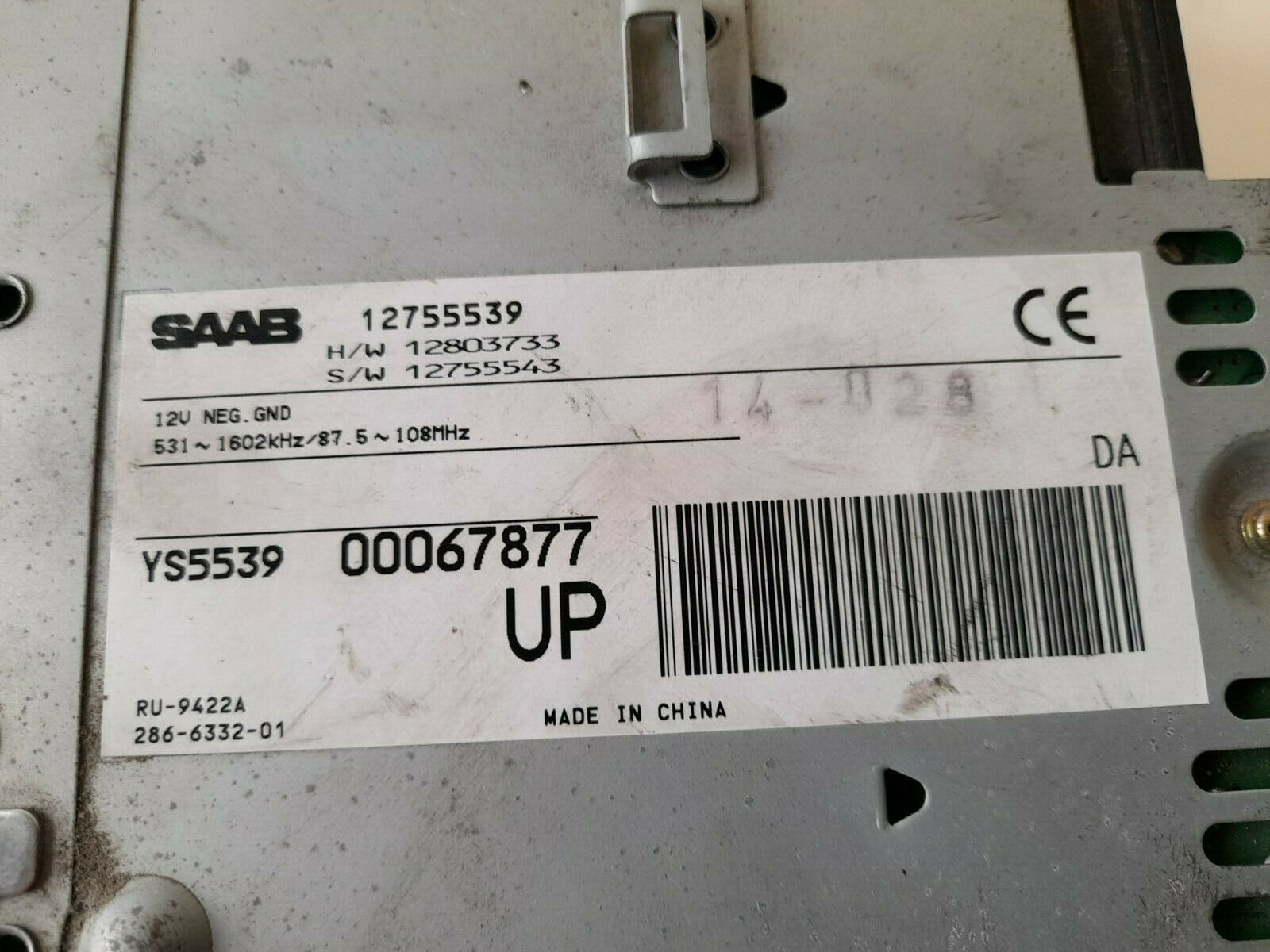 SAAB 93 9-3 Stereo Head Unit Control Module 12755539 (7877)