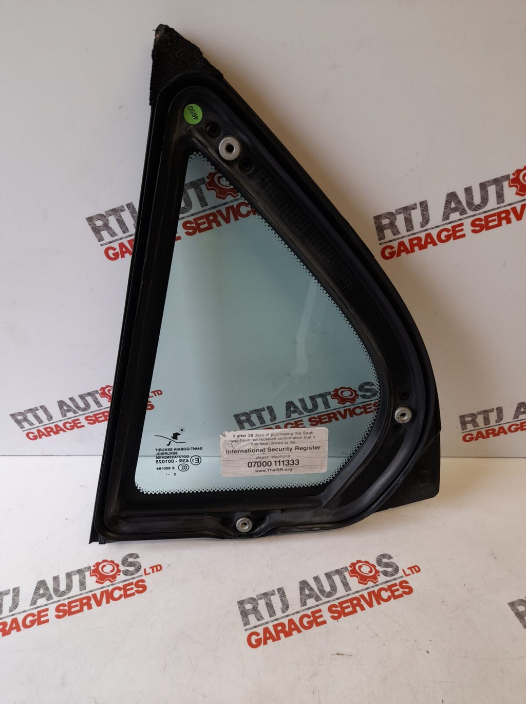 Saab 93 9-3 4D Right Driver Offside Rear 1/4 Window Glass 12804490