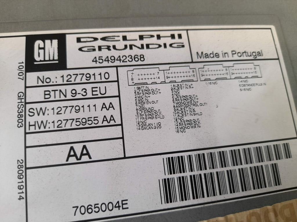Saab 9-3 93 Sat Nav Radio CD Player Head Unit 12779110 Double Din Delphi Grundig
