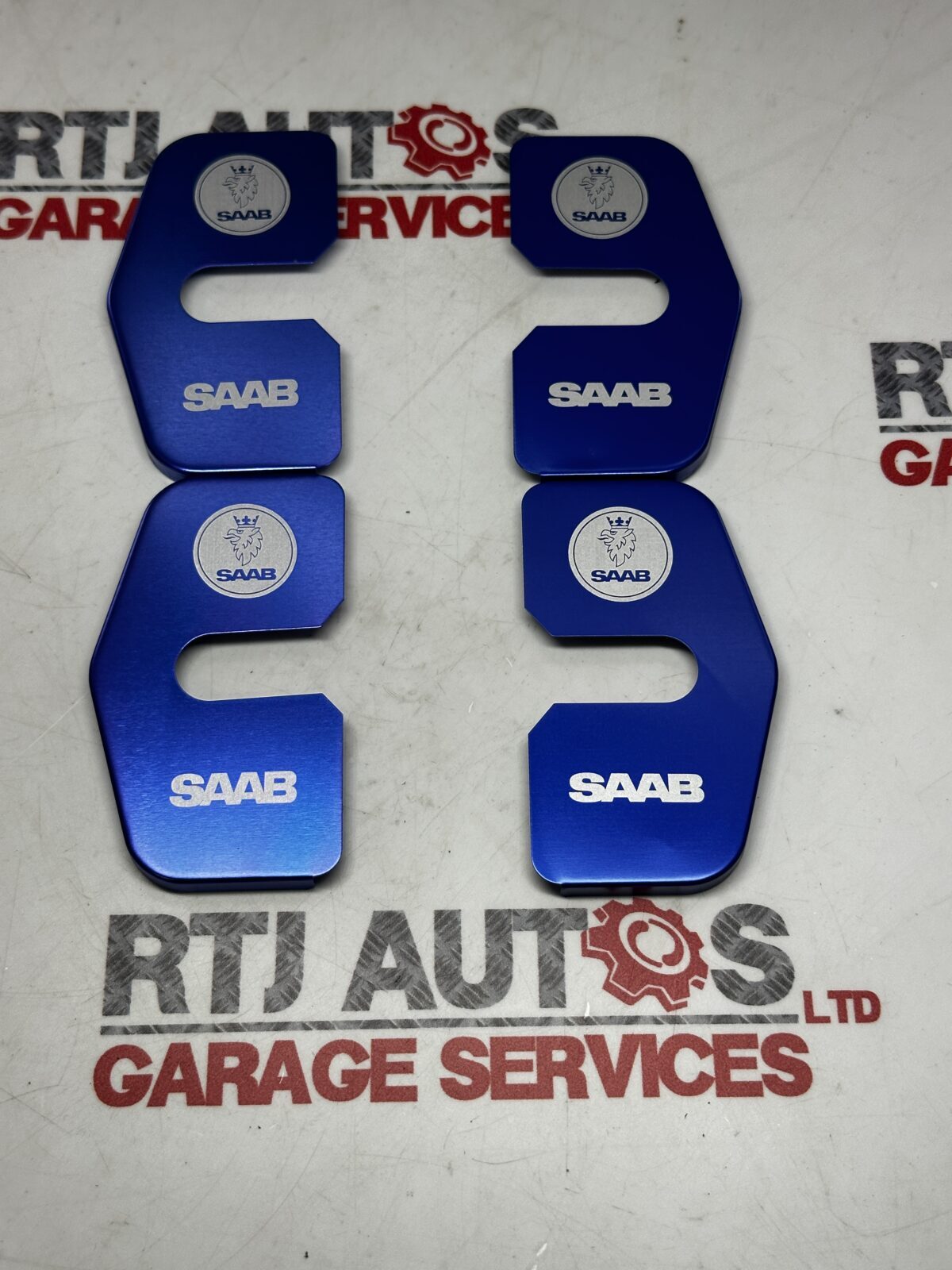 Saab 9-5 Saloon Estate New Door Striker Plate Covers X4 Blue