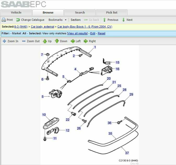 SAAB 9-3 6th Bow Convertible Roof / Tonneau Sensor Switch 122143700 12772594 ...