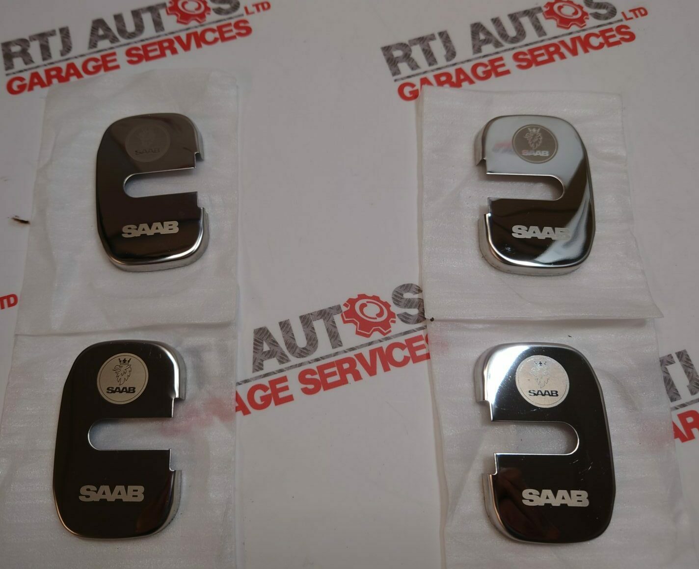 Saab 93 9-3 Saloon Estate New Door Striker Plate Covers X4 Chrome Silver