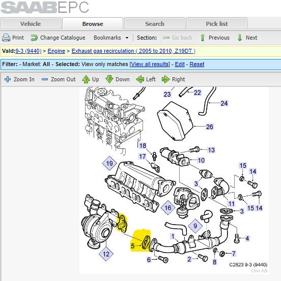 Saab 9-3 9-5 EGR Cooler Repair Kit 1.9CDTi 16V Z19DTH 150BHP 8V Z19DT 120BHP ...