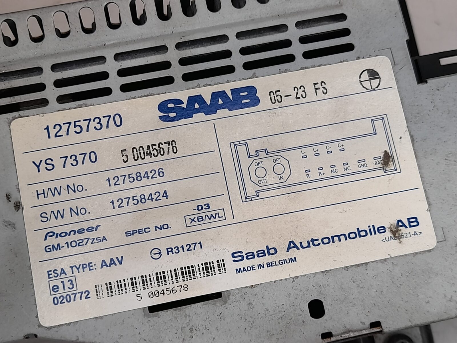 SAAB 93 9-3 CV AMP 1 Audio Amplifier 12800531 / 12757370 2003 - 2006