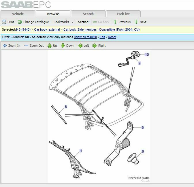 SAAB 9-3 6th Bow Convertible Roof / Tonneau Sensor Switch 122143700 12772594 ...